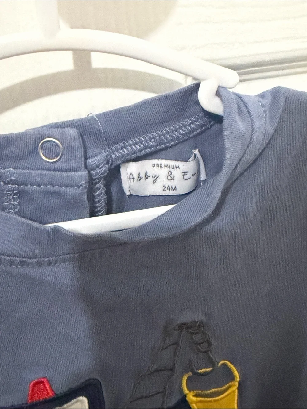 Abby & Evie Navy Blue Tow Truck Long-Sleeve Bodysuit